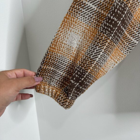 PrAna Jacket Womens XS Brown Orange Plaid Organic Cotton Full Zip Shirt Shacket - Picture 2 of 9